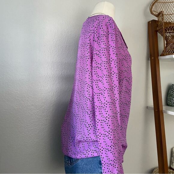 Purple Patterned Long Sleeve Tops - Picture 5 of 6